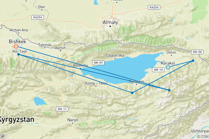 Carte du circuit Kirghizstan : Au royaume des glaciers et des sommets