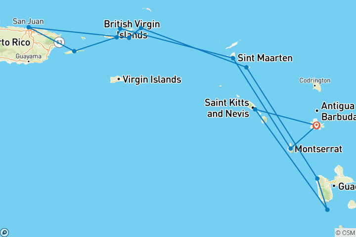 Carte du circuit Découvrez les îles de plaisance des Caraïbes 2028|2027