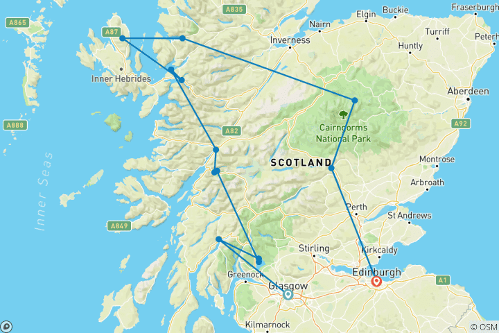 Carte du circuit Explorer l'Écosse : Îles, paysages et lochs (réservé aux femmes)