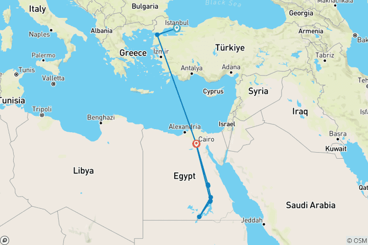 Kaart van Essentiële ANZAC & Felucca Verkenner 2027 - 11 dagen (12 bestemmingen)