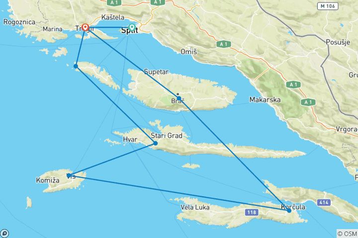 Carte du circuit Croatie Bike et; Sail