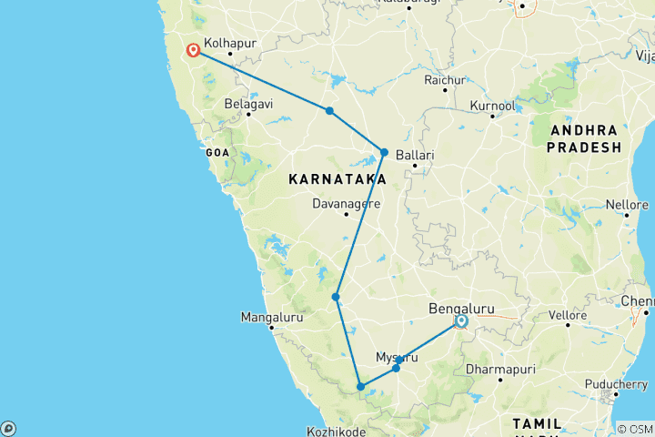 Karte von Wunder von Karnataka mit Goa Trails von G Experiences
