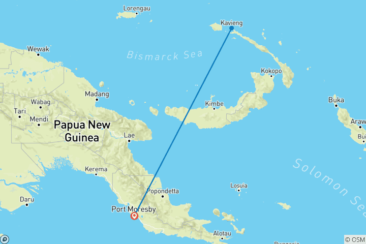 Carte du circuit Circuit culturel, insulaire et d'aventure dans la province de Nouvelle-Irlande (9 jours)