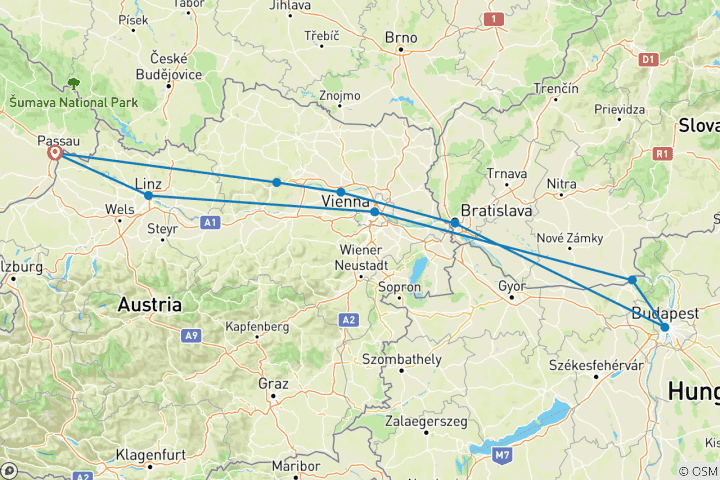 Karte von Donau Städte Panorama 2027