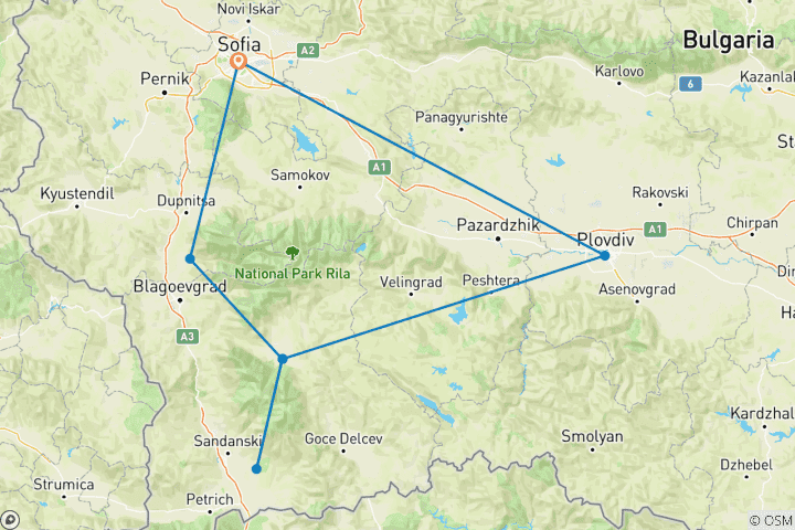 Mapa de La Auténtica Bulgaria: Ruta Privada de Platos Locales, Vino y Turismo