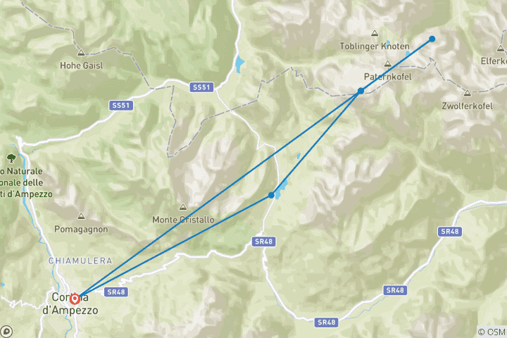 Map of Dolomites Guided Hike