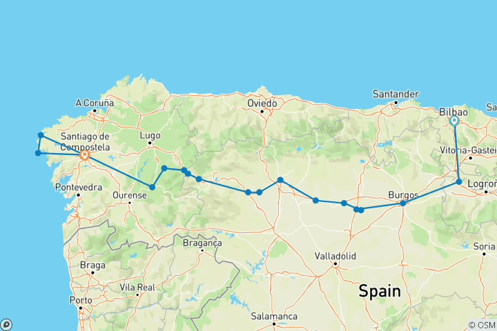 Map of Signature: Walking Spain's Camino de Santiago National Geographic Journeys