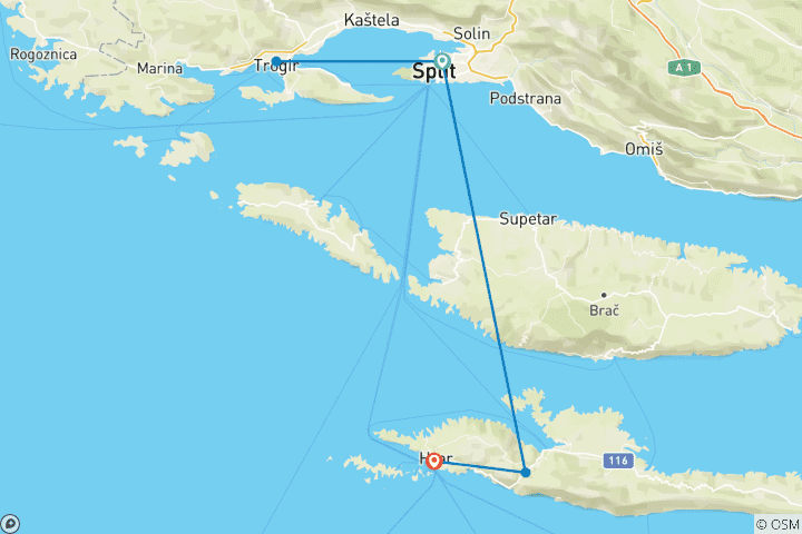 Karte von Split Stadtaufenthalt - 4 Tage