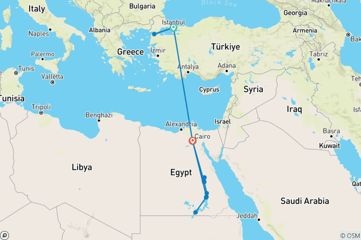 Mapa de ANZAC y Egipto Clásico con Crucero por el Nilo 2026 - 14 Días