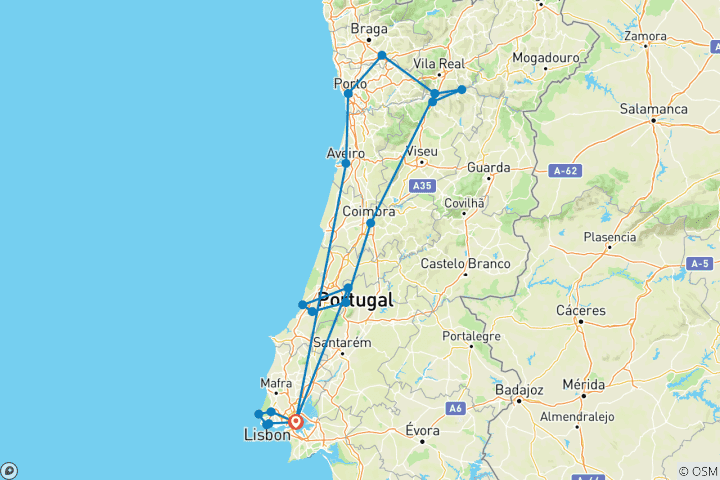 Mapa de Descubre Portugal en Grupo Reducido