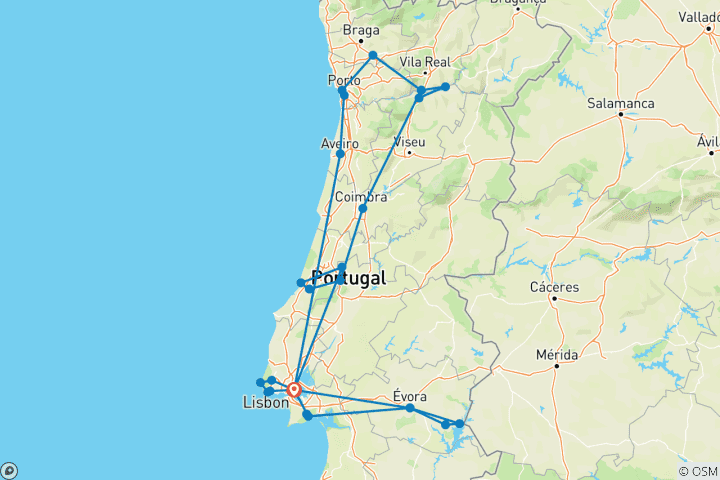 Kaart van Het beste van Portugal Kleine Groepsreis