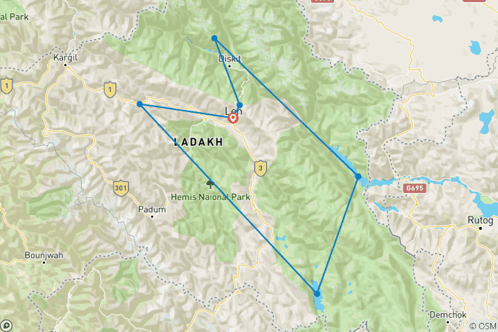 Karte von Leh & Ladakh Bezaubernde Pfade von G Experiences