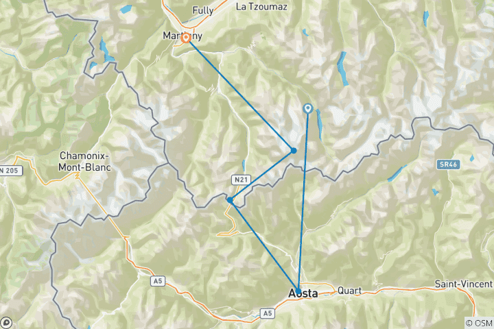 Carte du circuit Randonnée du Grand Combin