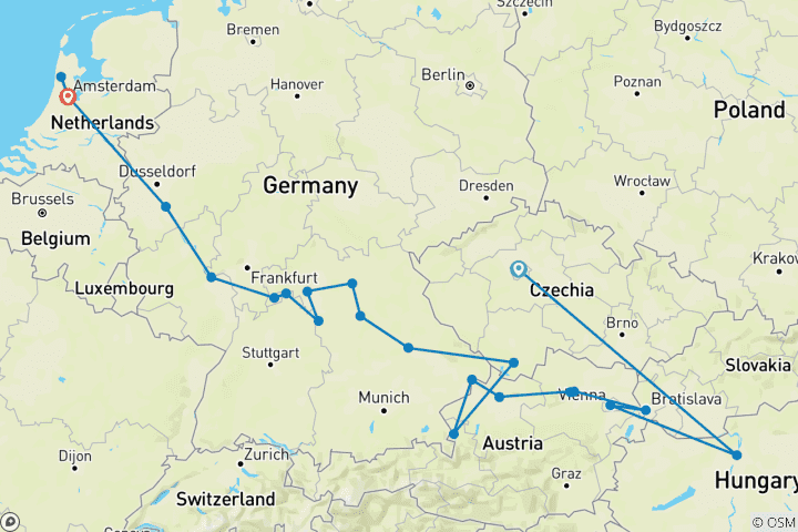 Carte du circuit Marchés de Noël à Prague