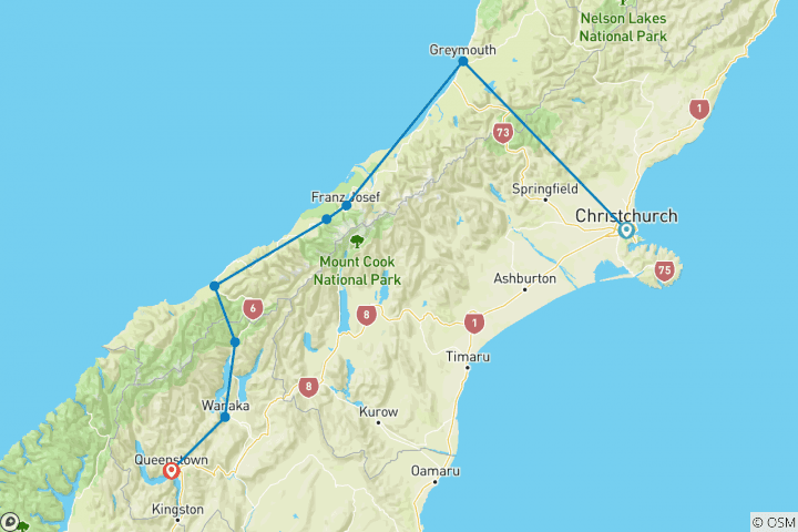 Map of Great West Coast Cycle