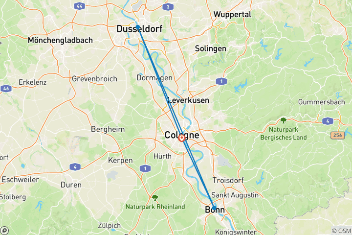 Karte von Mini-Kreuzfahrt Rheinlaune im Rheinland 2027