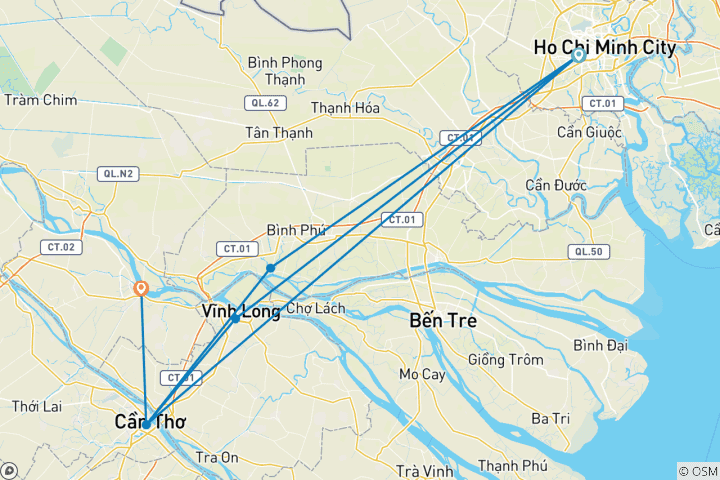 Karte von Erstaunliche Privatreise Mekong-Delta-Radreise 2 Tage