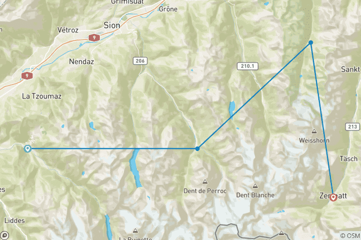 Carte du circuit Haute Route - Suisse Randonnée