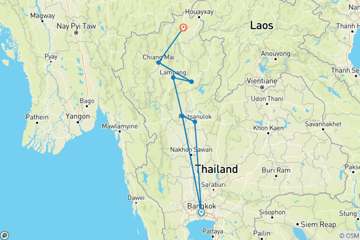Karte von Thailand - Erbe des Nordens (14 Tage)