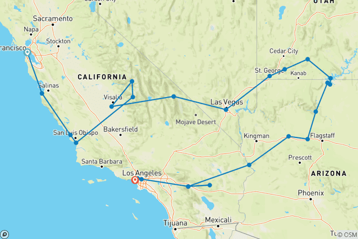 Kaart van Californië: Ontspannen ervaring