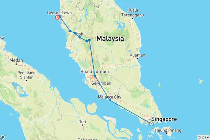 Karte von Malaysia und Singapur Explorer (12 Tage)