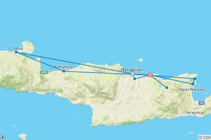 Karte von Kreta Entdeckungsreise - 8 Tage