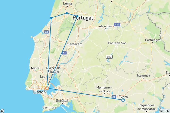 Mapa de Exploración de las Maravillas de Portugal - 3 días
