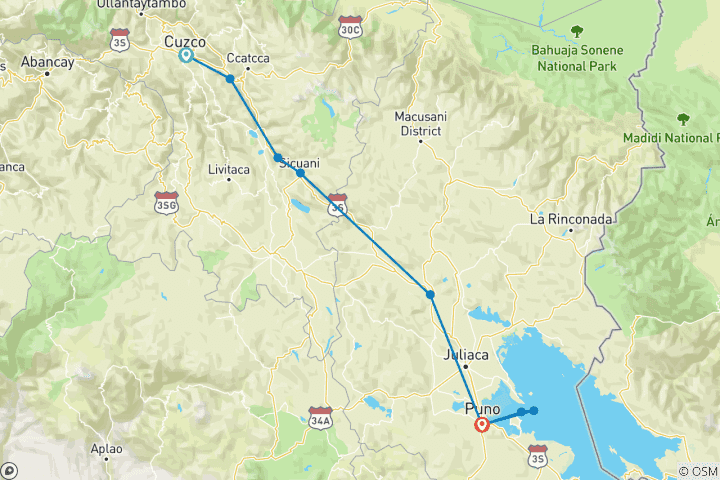 Mapa de Puno Titicaca Exploración - 3 días