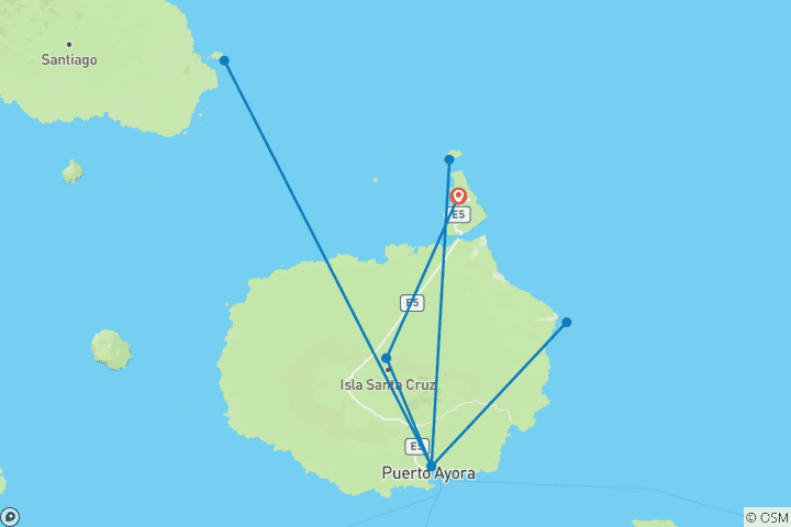 Mapa de Ecuador: Galápagos Top Santa Cruz + Plazas + Seymour + Bartolomé- 5 Días / 4 Noches