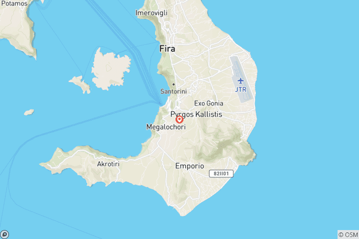 Kaart van Het avontuur van Santorini: Vulkanen, dorpen en verborgen juweeltjes