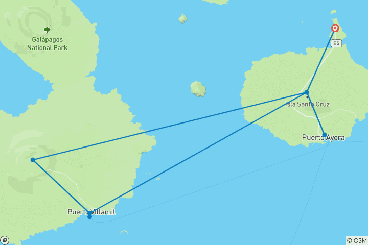 Kaart van Ecuador: Galapagos Essentieel - Santa Cruz & Isabela - 6 Dagen/5 Nachten