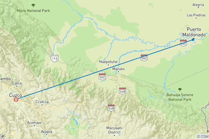 Carte du circuit Puerto Maldonado Amazon Explorer - 5 jours