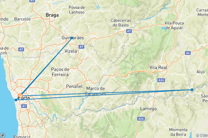 Carte du circuit Merveilles du nord du Portugal - 7 jours
