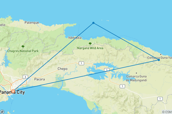 Karte von Panamas San Blas Inseln - 4 Tage