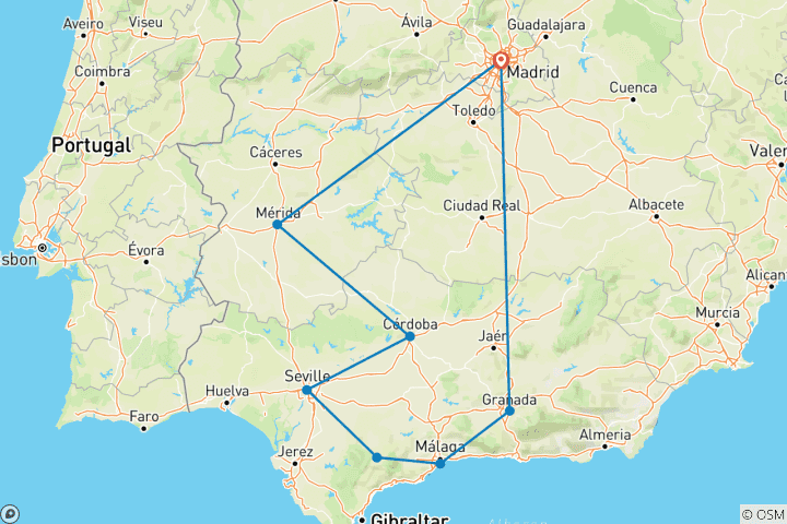 Carte du circuit Escapade en Andalousie - 6 jours
