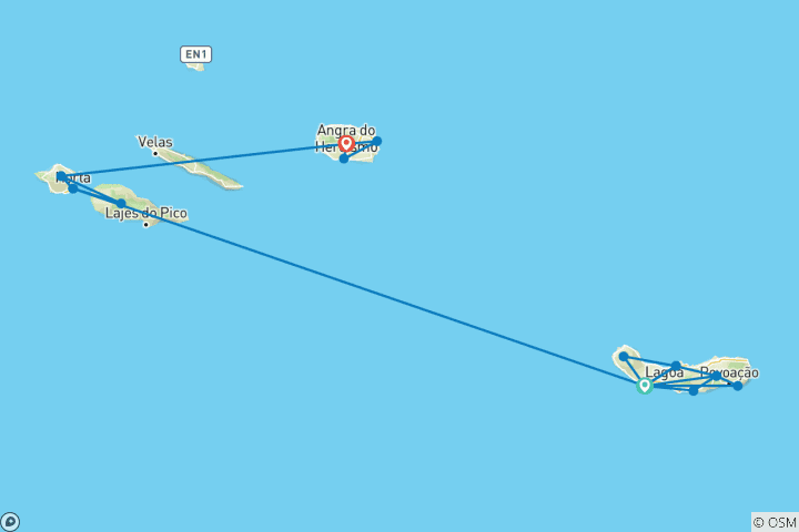 Kaart van Wonderen van de Azoren - 11 dagen