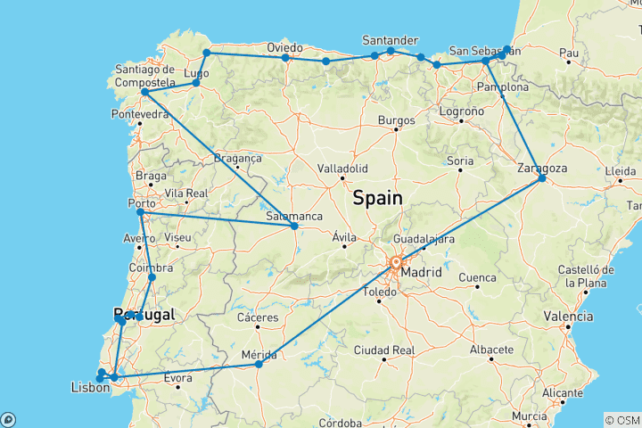 Carte du circuit Découverte du Nord ibérique - 16 jours