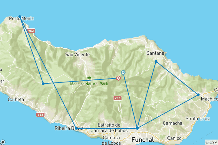 Karte von Madeira Entdeckung - 5 Tage