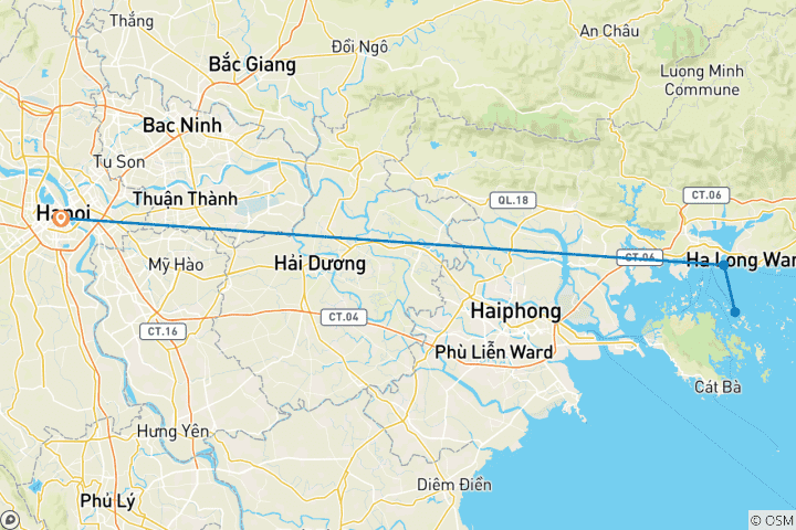 Kaart van Luxe 4-daagse rondreis Hanoi - Ha Long Bay