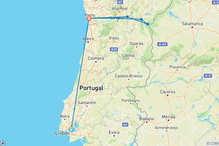 Carte du circuit Délicieux Douro avec Lisbonne 2027