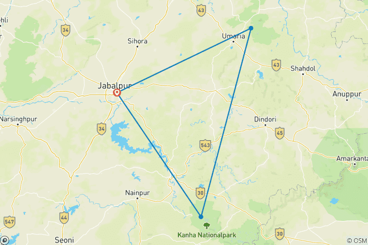 Kaart van Bandhavgarh & Kanha tijgertochten door G Experiences
