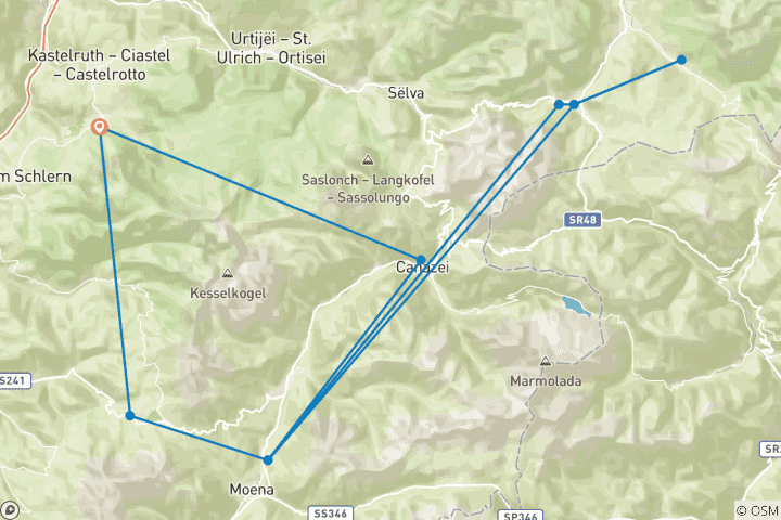Kaart van Dolomieten Ronda