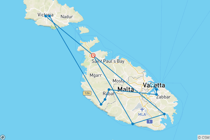 Karte von Autotour Malta Highlights kompakt