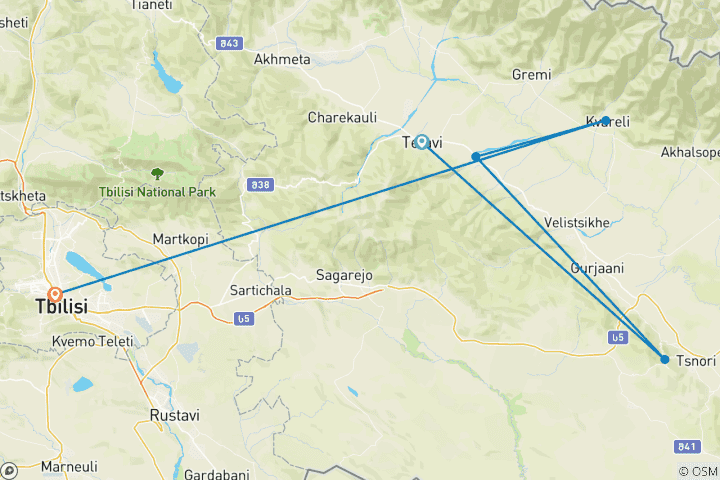 Karte von Auf der Suche nach dem Baum des Lebens: Eine historische & weinkundliche Reise durch Kachetien