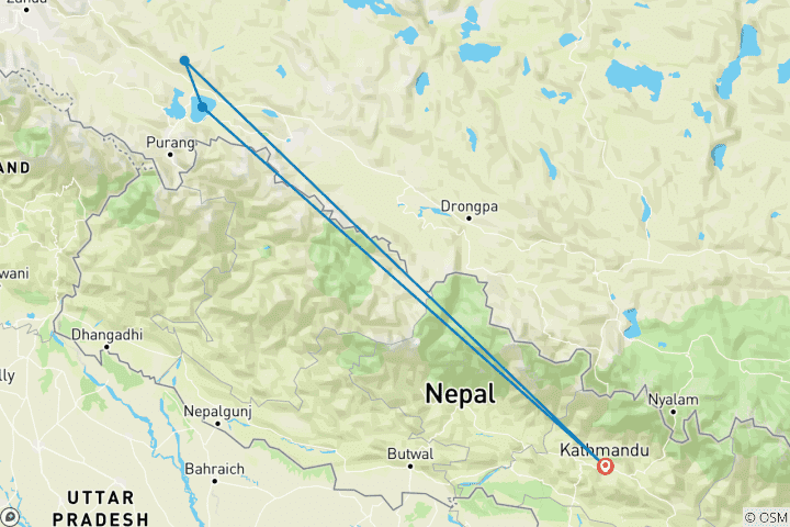 Karte von Berg Kailash und Manasarovar Yatra - 11 Tage