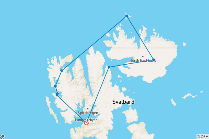 Karte von Spitzbergen-Expedition bis ins Packeis