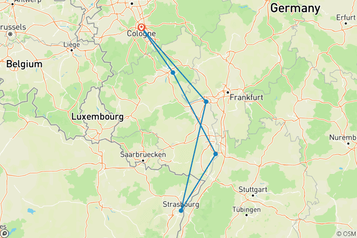 Map of Christmas Cruise on the Rhine (Cologne - Cologne)