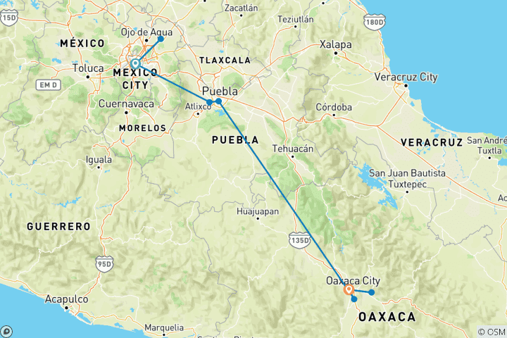 Map of 10-Day Flavors and Colors of Mexico