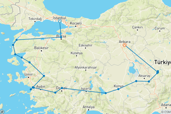 Karte von Türkei: die ausführliche Reise