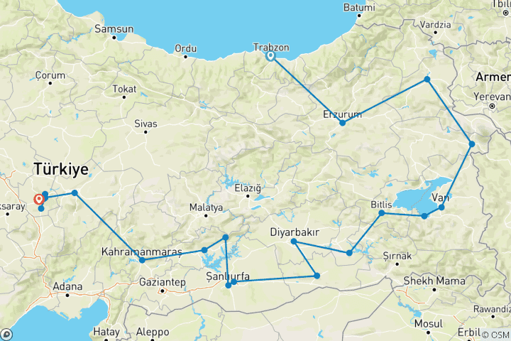 Karte von Osttürkei: Höhepunkte